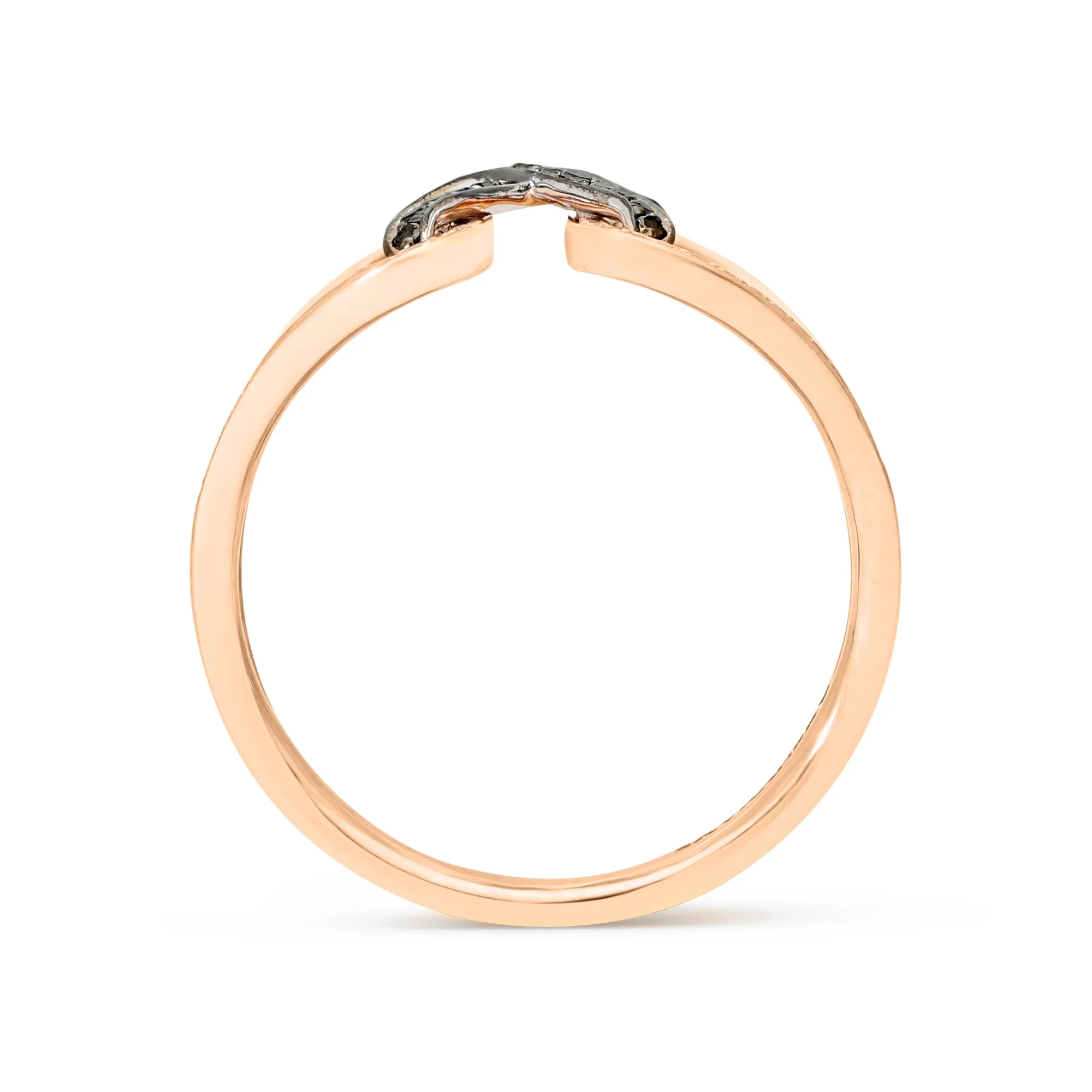 White and Black Diamond Rose Gold Fashion Ring