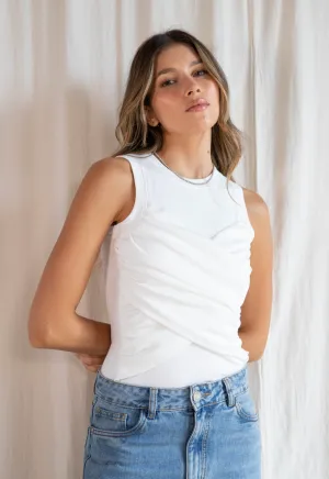 White Basic Crossed T - Shirt