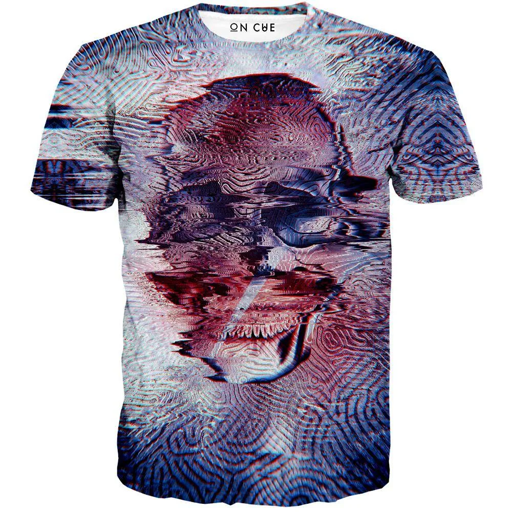 White Glitch Skull T-Shirt