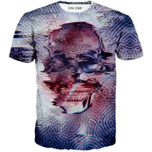 White Glitch Skull T-Shirt