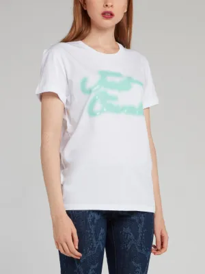 White Spray Print Logo T-Shirt