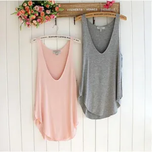 Woman Lady Sleeveless V-Neck Candy Color Vest Loose Tank Tops Style