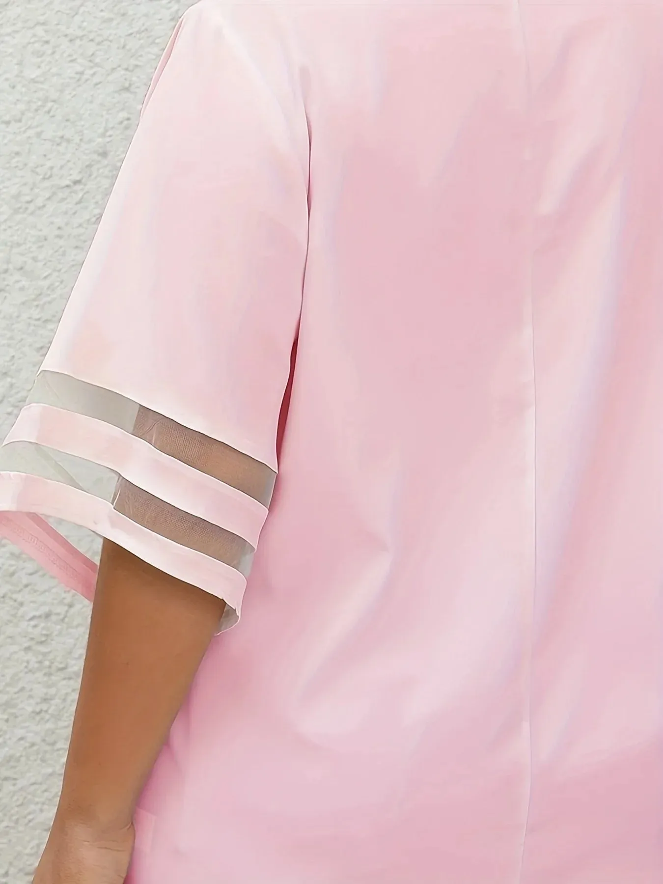 Women Summer Loose V Neck Tops Ladies Mesh Stitching 3/4 Sleeve Casual Holiday Blouse Shirt Female Blusas