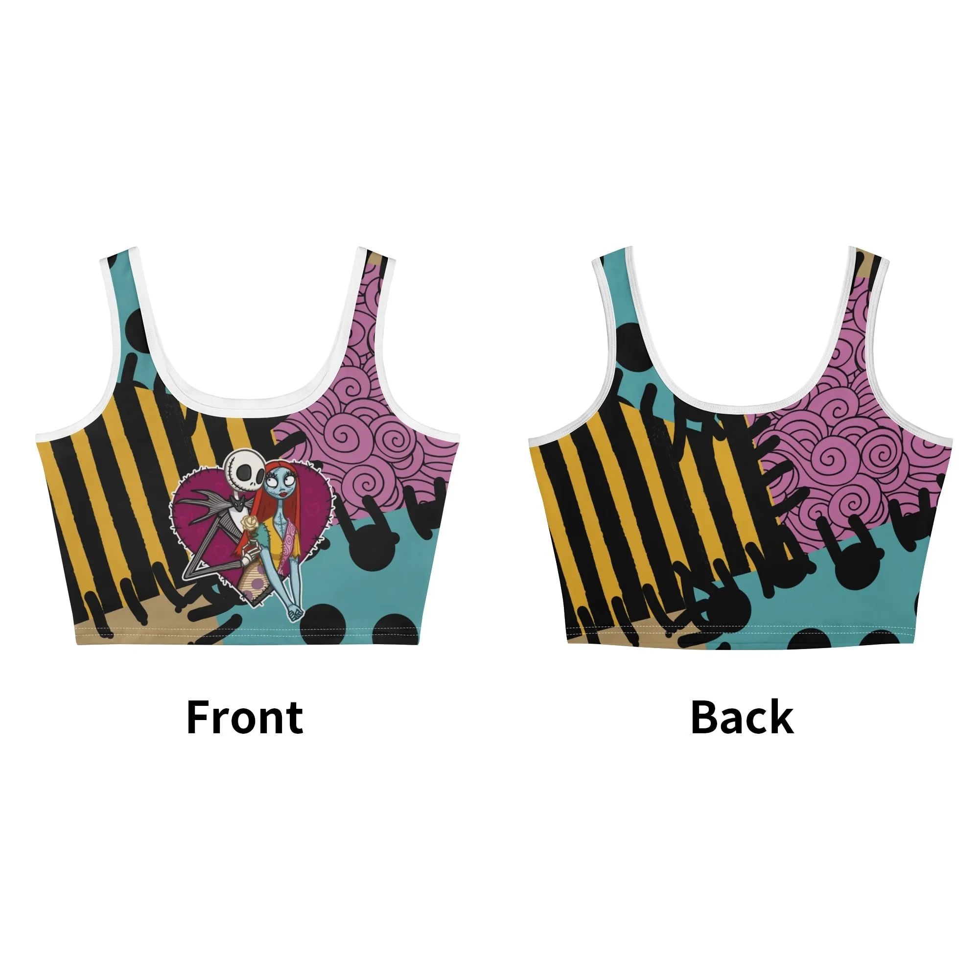 Womens Nightmare Before Christmas Pattern Cropped Tank Top