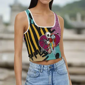 Womens Nightmare Before Christmas Pattern Cropped Tank Top