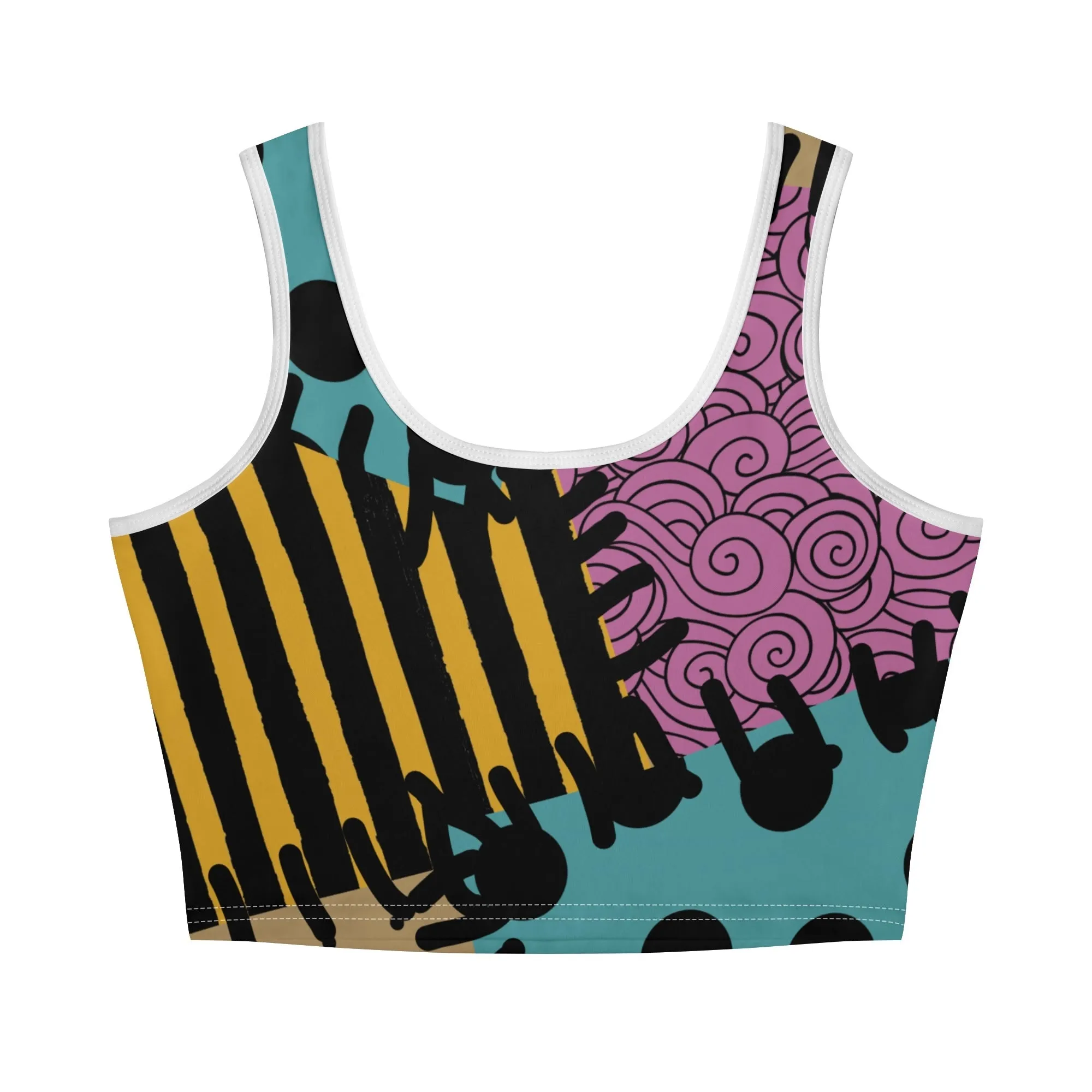 Womens Nightmare Before Christmas Pattern Cropped Tank Top