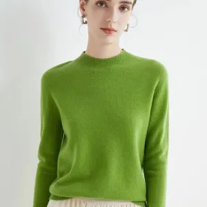 Wool Sweater Women's Loose Half Turtleneck Pullover Spring and Autumn Basic Style Simple Bottoming Top