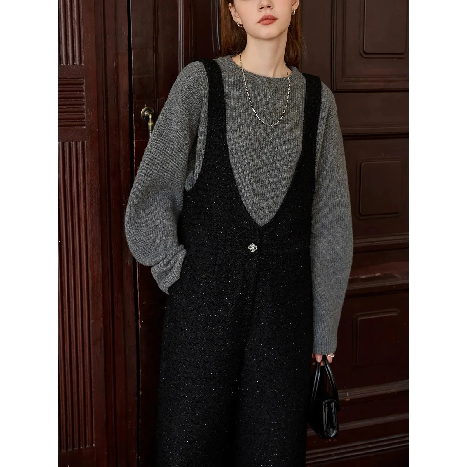Woolen Ribbed Knit Sweater