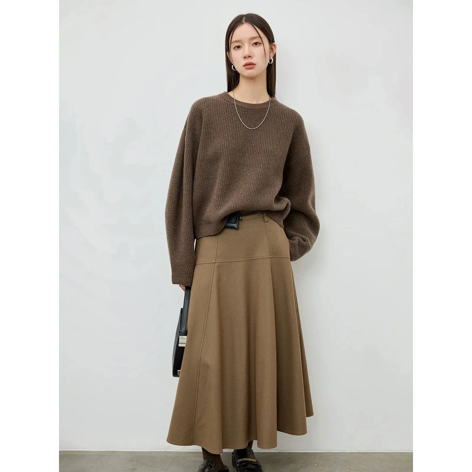 Woolen Ribbed Knit Sweater