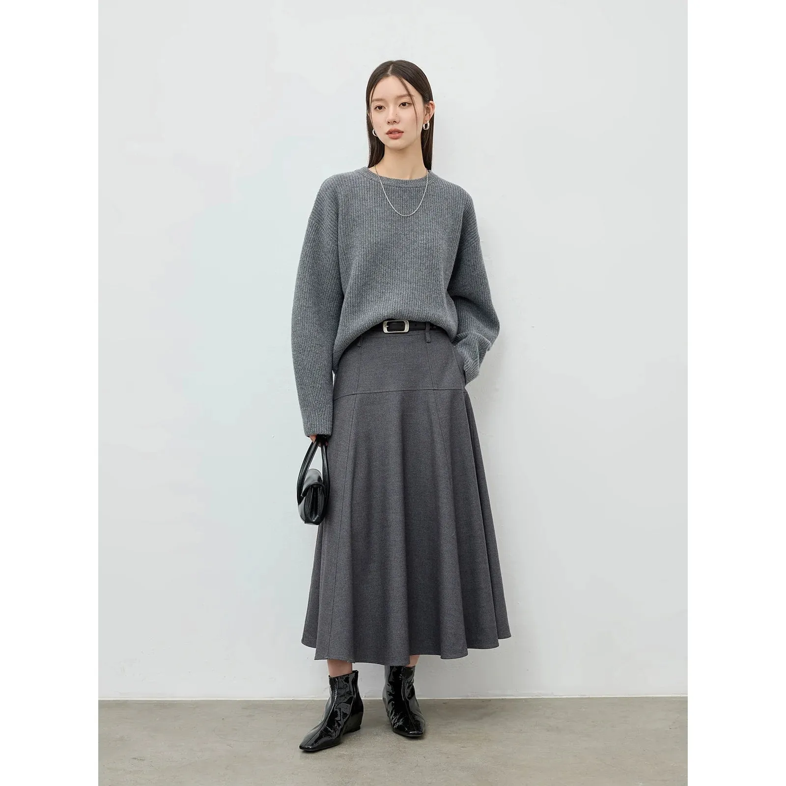 Woolen Ribbed Knit Sweater