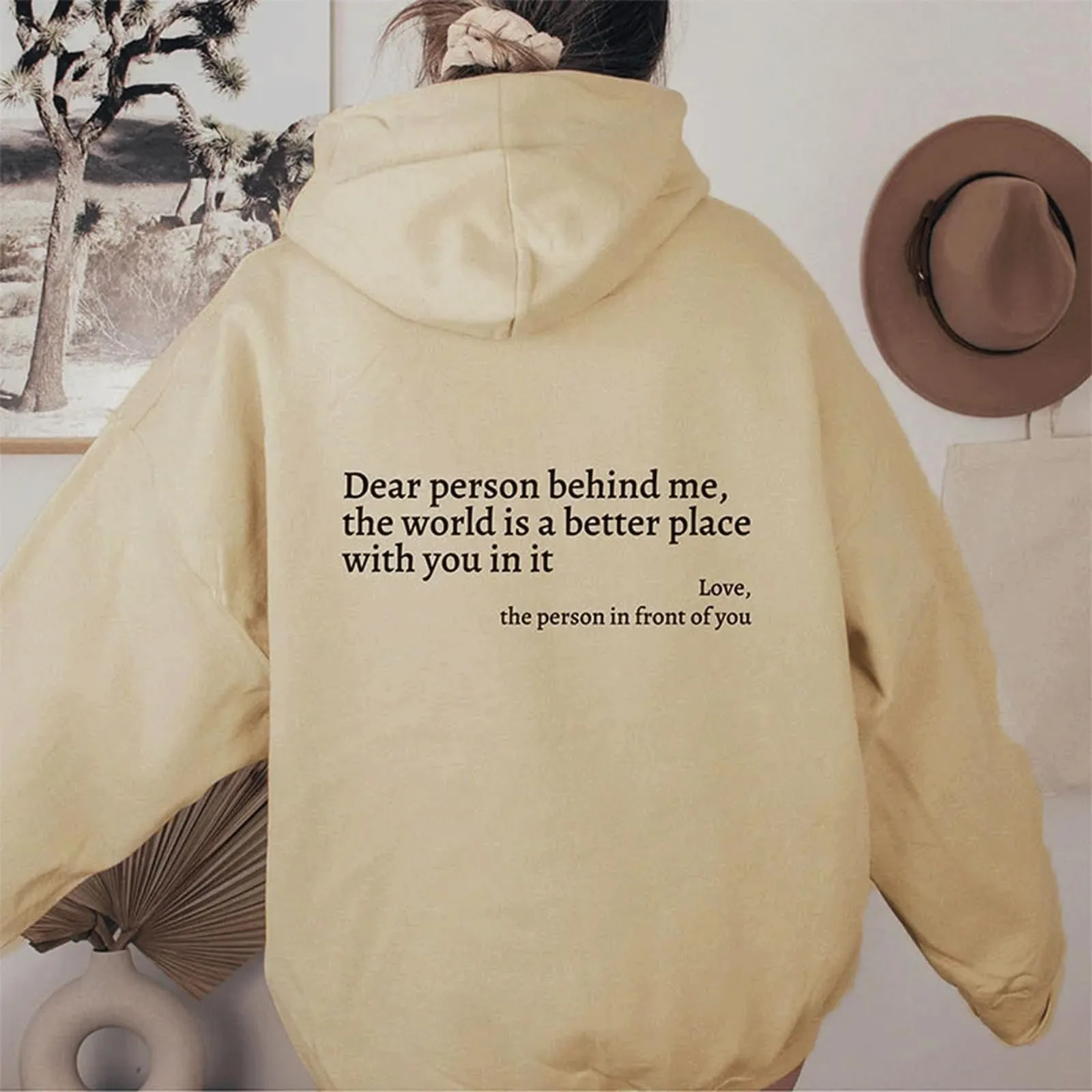 You are Enough Hoodie, Dear Person Behind Me Hoodie for Women Sweatshirts Casual Letter Print Sleeve Pullover Gift (Grey,S)