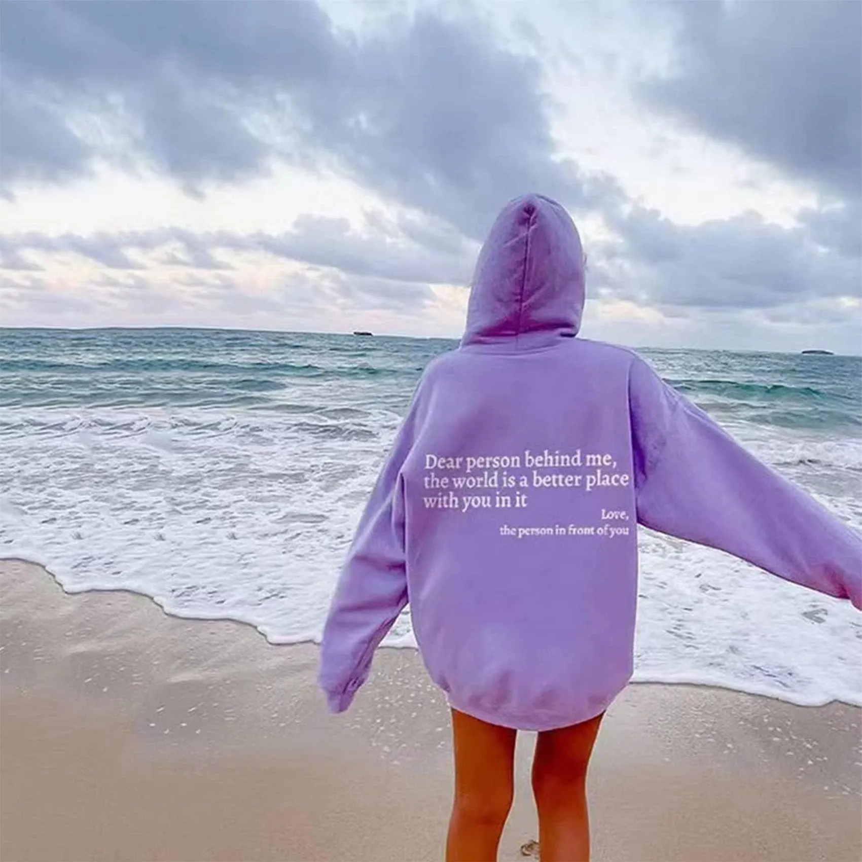 You are Enough Hoodie, Dear Person Behind Me Hoodie for Women Sweatshirts Casual Letter Print Sleeve Pullover Gift (Grey,S)