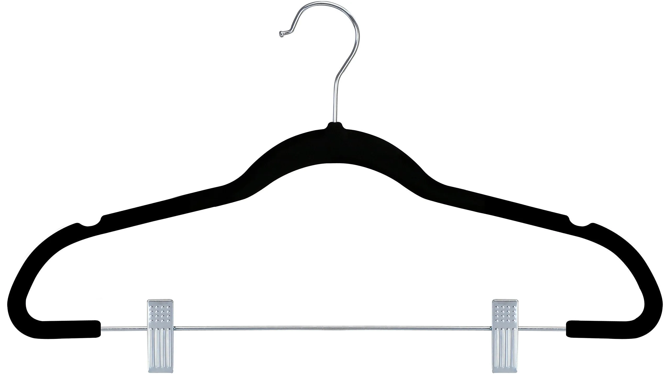 ZOYER Velvet Skirt Hangers (20 Pack) with Clips - Velvet Clothes Hangers Non-Slip Pant Hangers - Black